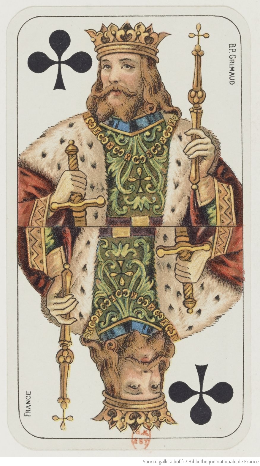 King of Clubs — French Two-Headed Tarot Deck