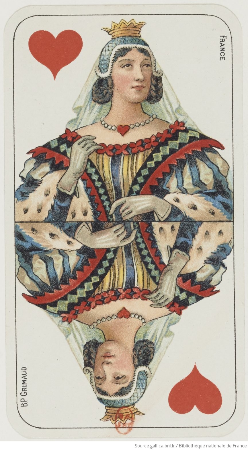 Queen of Hearts — French Two-Headed Tarot Deck